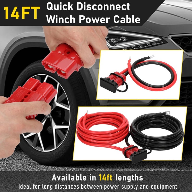 Anrain 14FT Quick Disconnect Winch Power Cable, 2 Gauge 2 AWG Copper Wiring, 175A Quick Disconnect Connector for Forklift Car Motor Tractor Wide Range of Winching Applications - Image 2